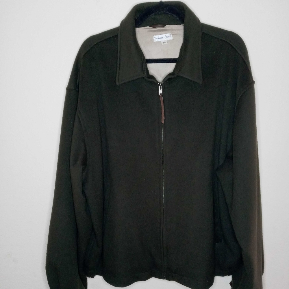 Green Mens Wool Bomber - by Bullock & Jones